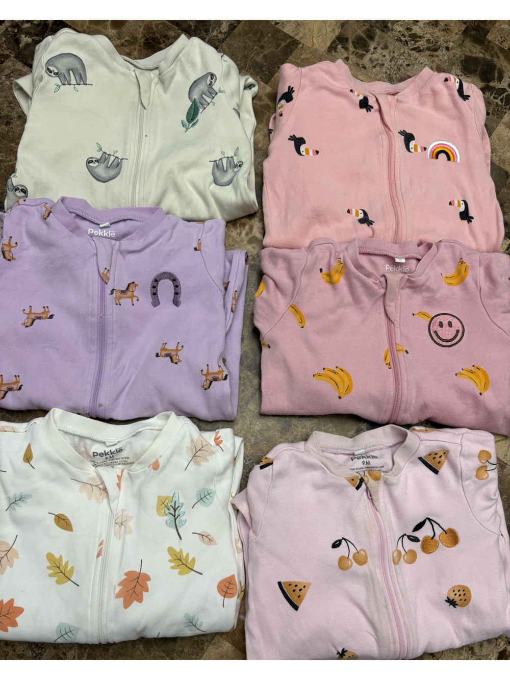 Pekkle bundles of 6 pajamas 9 months